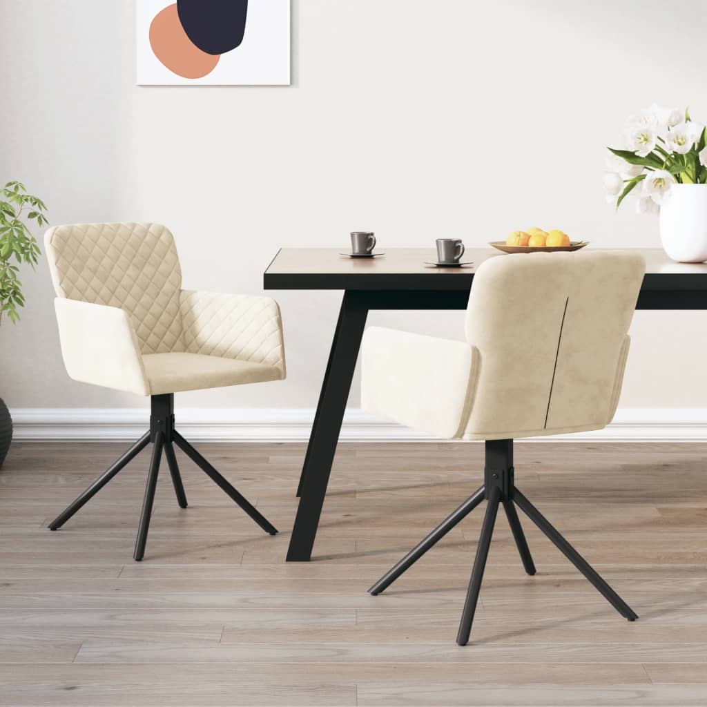 Eetkamerstoelen Draaibaar Fluweel Kleurig Crème