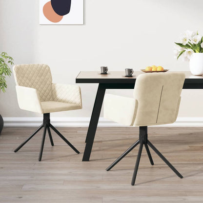 Eetkamerstoelen Draaibaar Fluweel Kleurig Crème