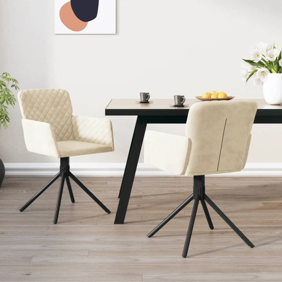 Eetkamerstoelen Draaibaar Fluweel Kleurig Crème
