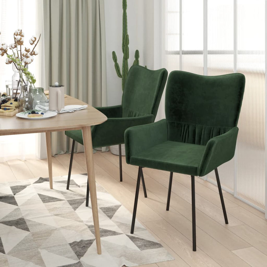 Eetkamerstoelen Fluweel Donkergroen