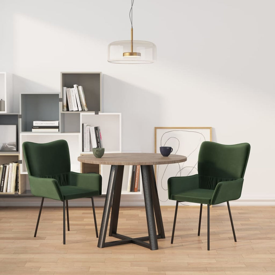 Eetkamerstoelen Fluweel Donkergroen