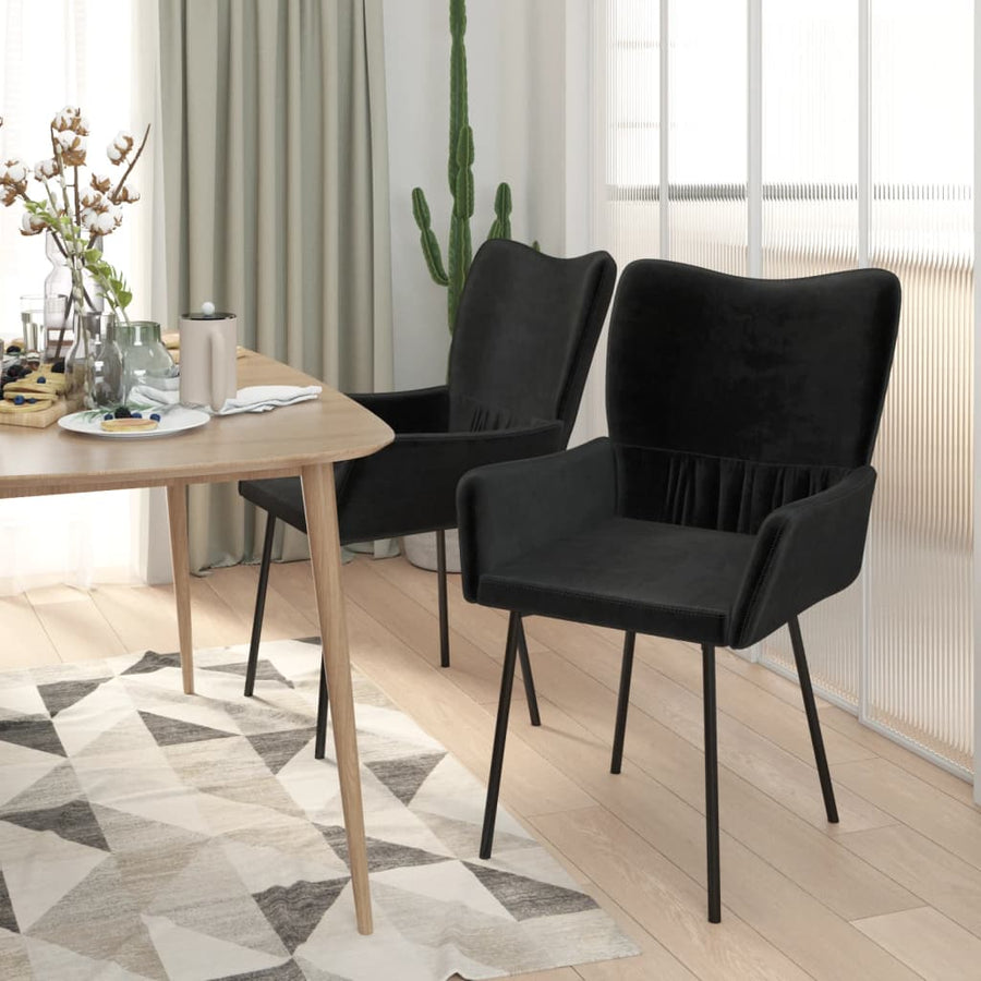 Eetkamerstoelen Fluweel Zwart
