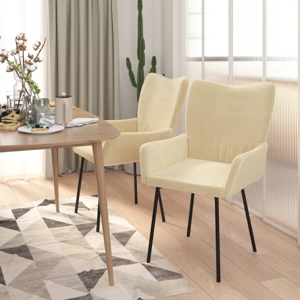 Eetkamerstoelen Fluweel Kleurig crème