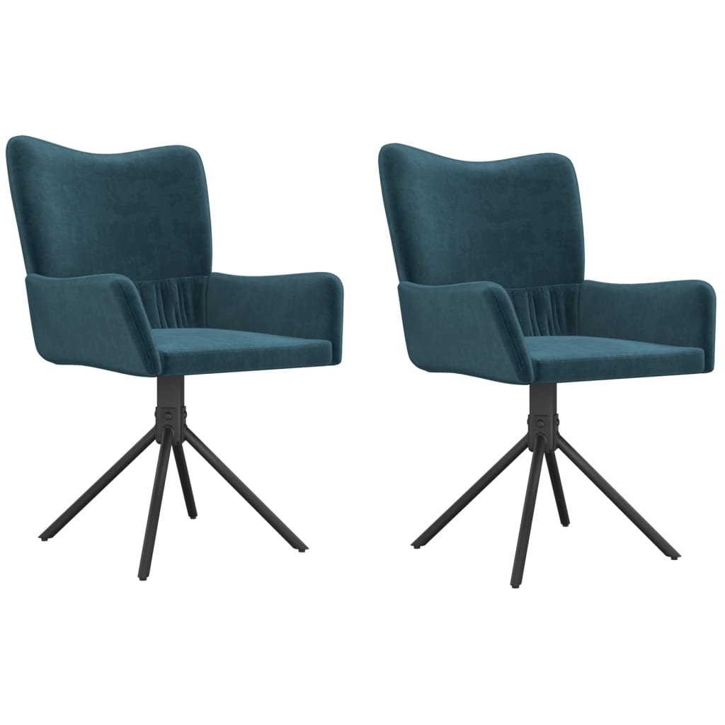Eetkamerstoelen Draaibaar Fluweel Blauw