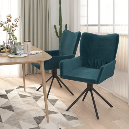 Eetkamerstoelen Draaibaar Fluweel Blauw