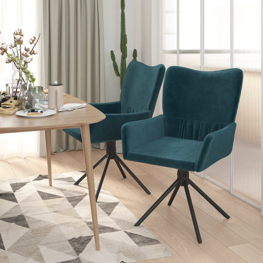 Eetkamerstoelen Draaibaar Fluweel Blauw