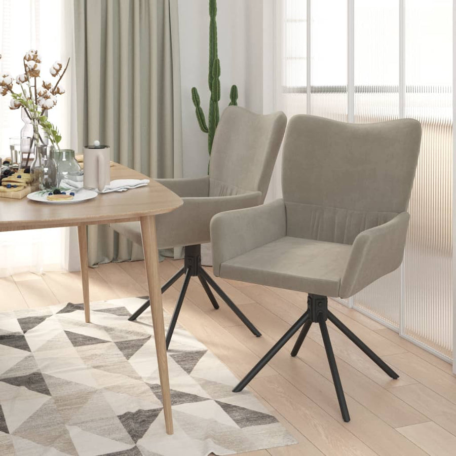 Eetkamerstoelen Draaibaar Fluweel Lichtgrijs
