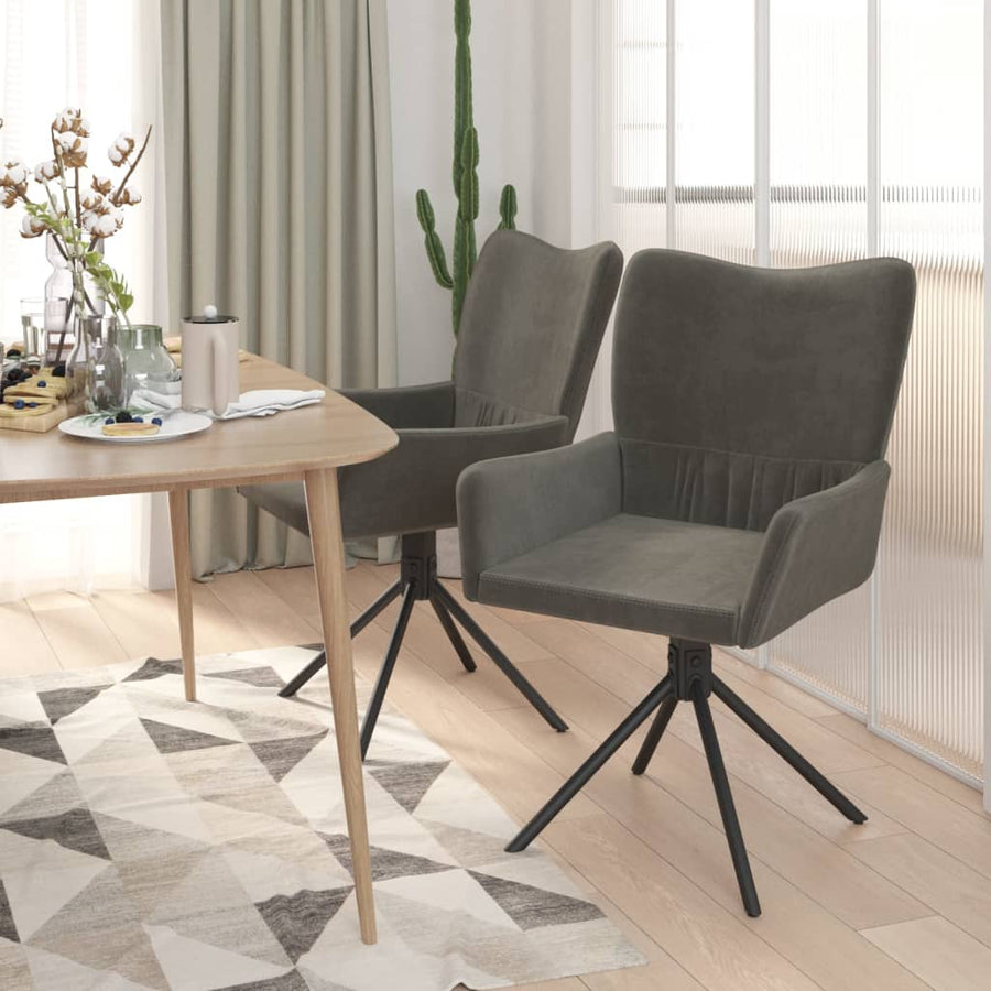 Eetkamerstoelen Draaibaar Fluweel Donkergrijs
