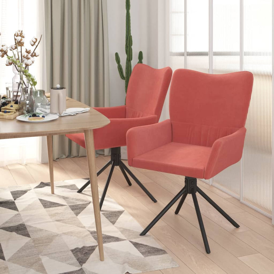 Eetkamerstoelen Draaibaar Fluweel Roze