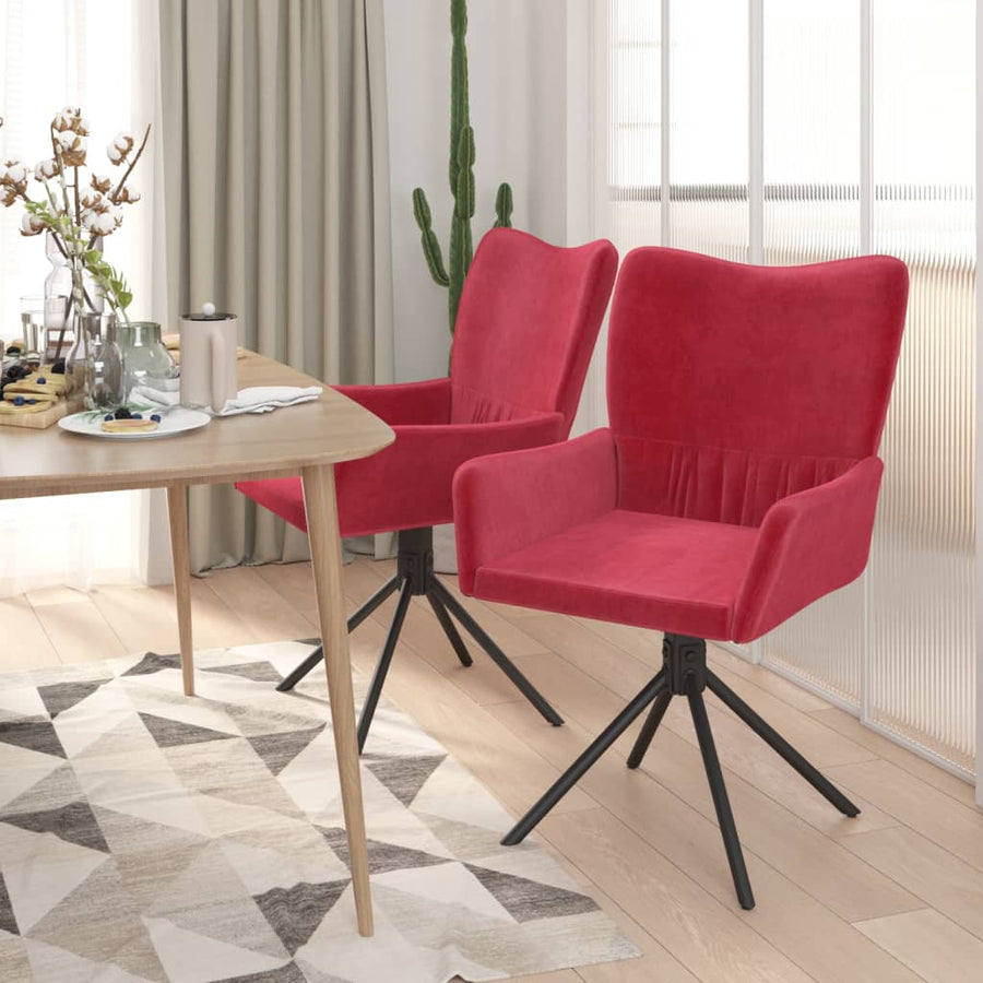 Eetkamerstoelen Draaibaar Fluweel Wijnrood