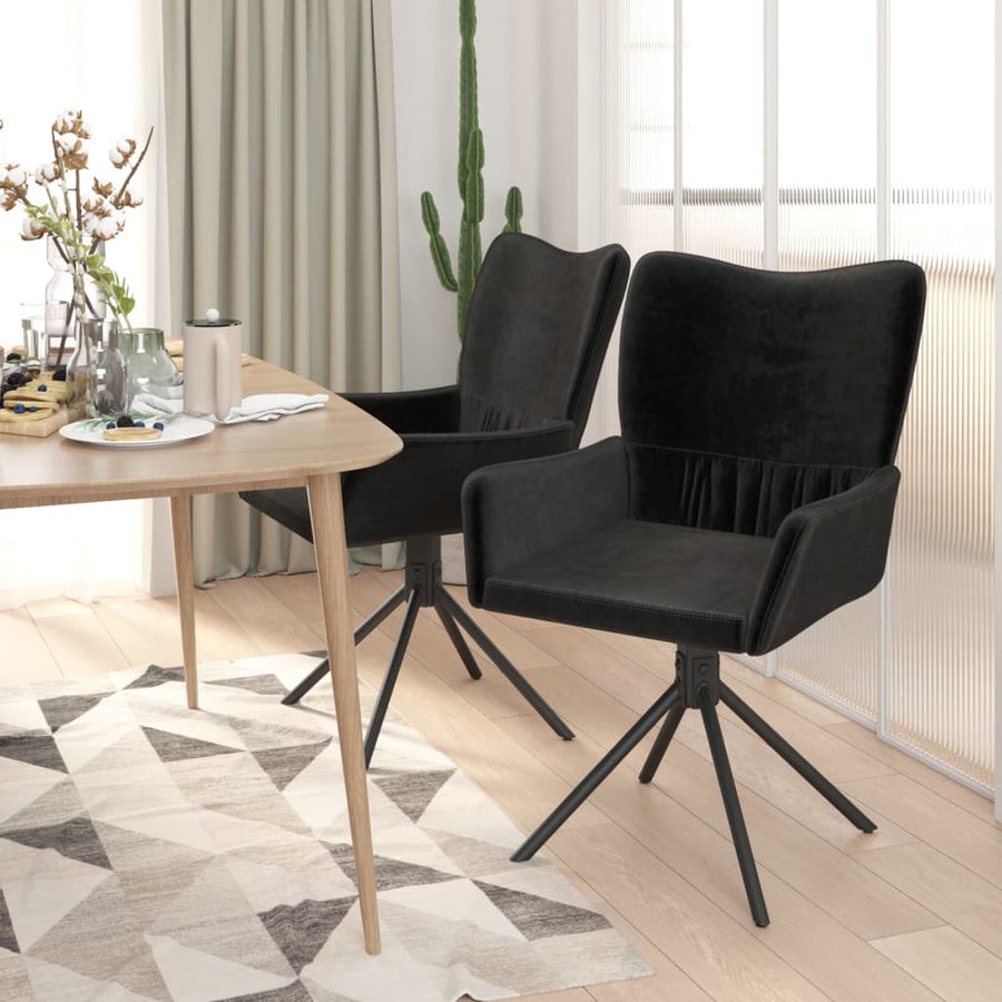 Eetkamerstoelen Draaibaar Fluweel Zwart