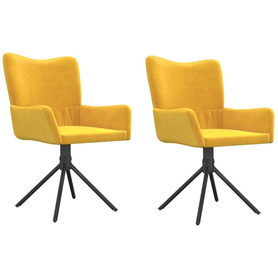 Eetkamerstoelen Draaibaar Fluweel Geel