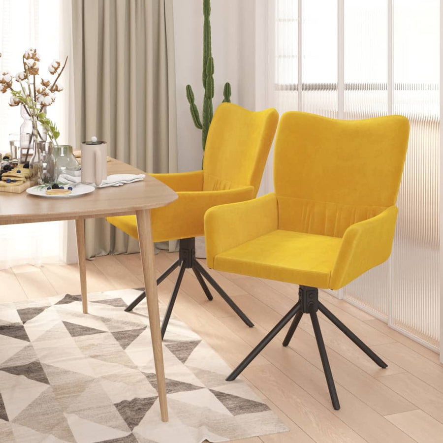 Eetkamerstoelen Draaibaar Fluweel Geel