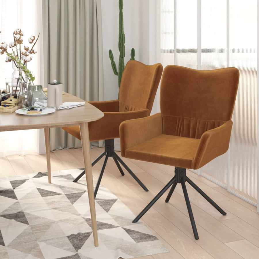 Eetkamerstoelen Draaibaar Fluweel Bruin