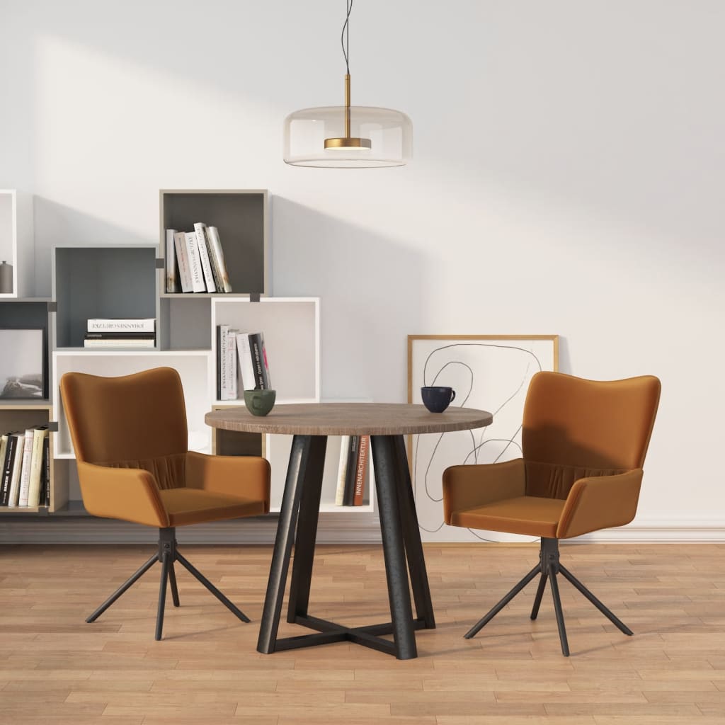Eetkamerstoelen Draaibaar Fluweel Bruin