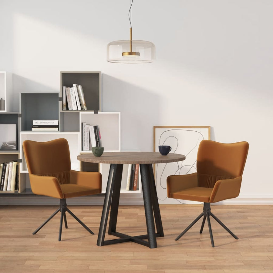 Eetkamerstoelen Draaibaar Fluweel Bruin