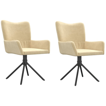 Eetkamerstoelen Draaibaar Fluweel Kleurig Crème
