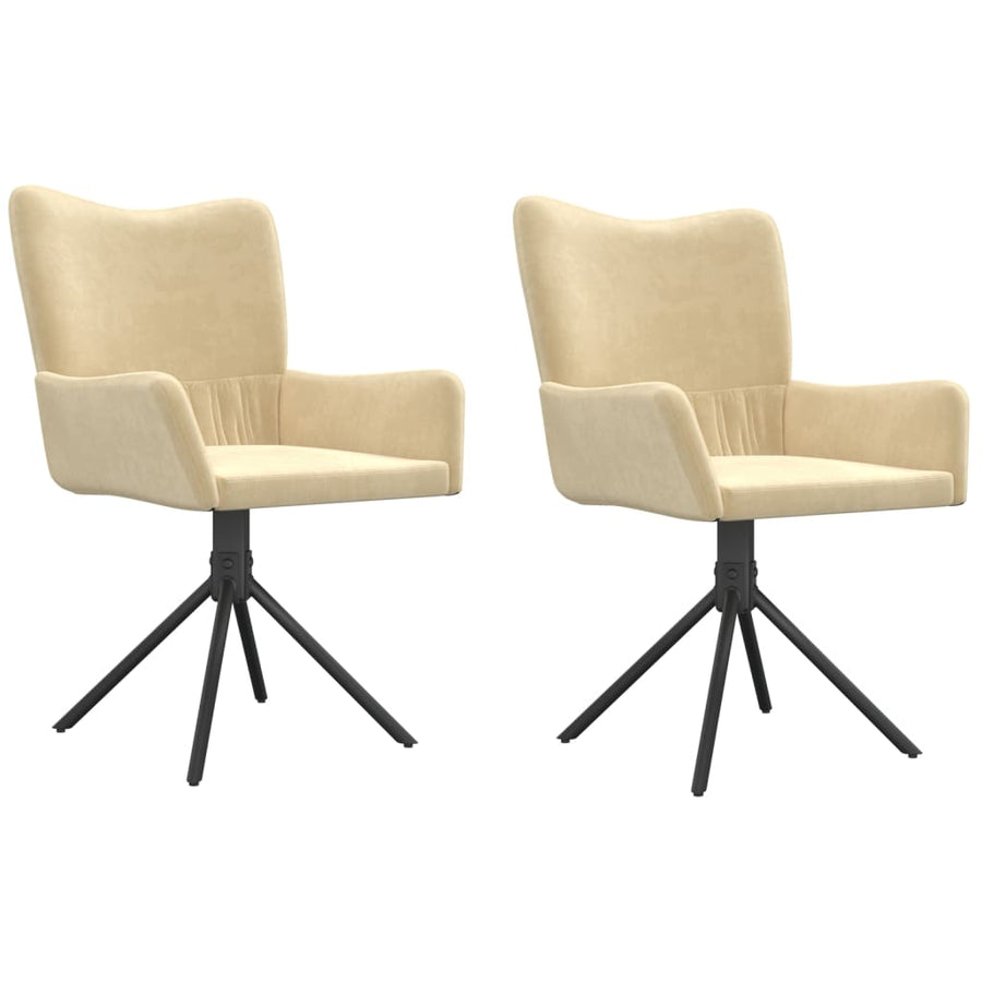 Eetkamerstoelen Draaibaar Fluweel Kleurig Crème