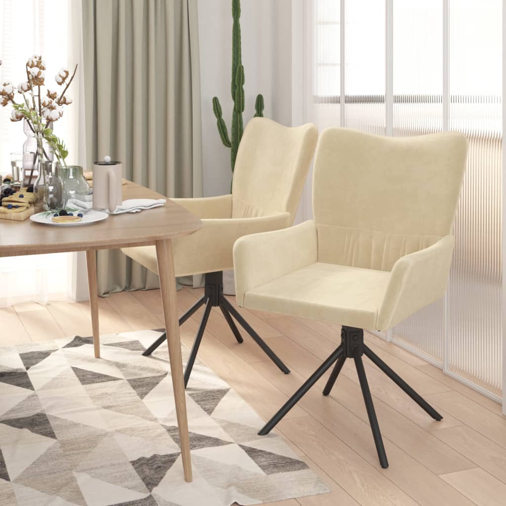 Eetkamerstoelen Draaibaar Fluweel Kleurig Crème