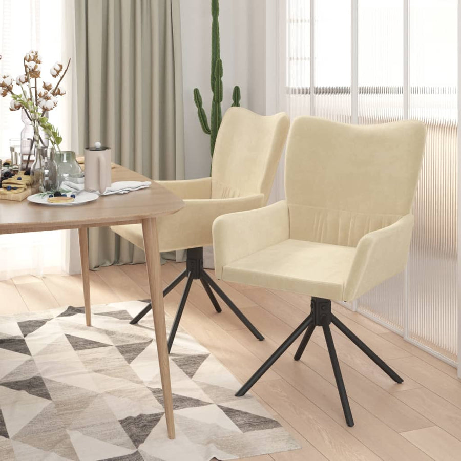 Eetkamerstoelen Draaibaar Fluweel Kleurig Crème