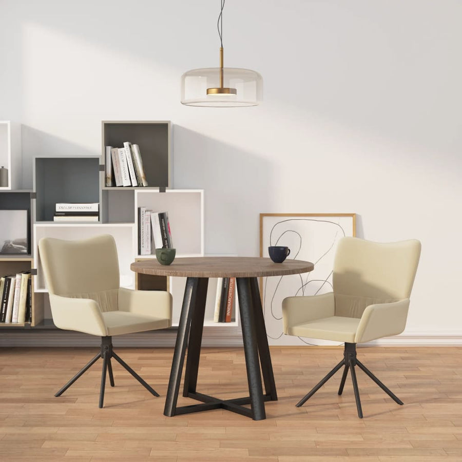 Eetkamerstoelen Draaibaar Fluweel Kleurig Crème