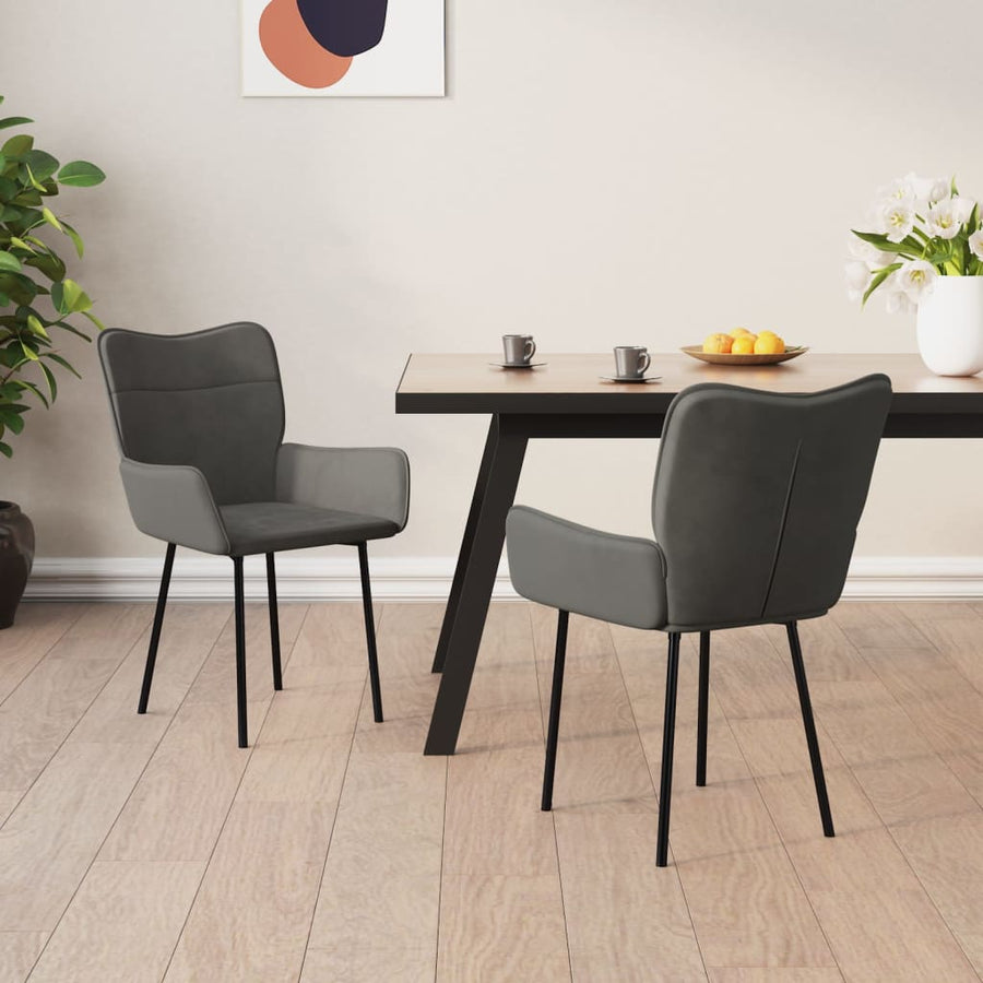Eetkamerstoelen Fluweel Donkergrijs