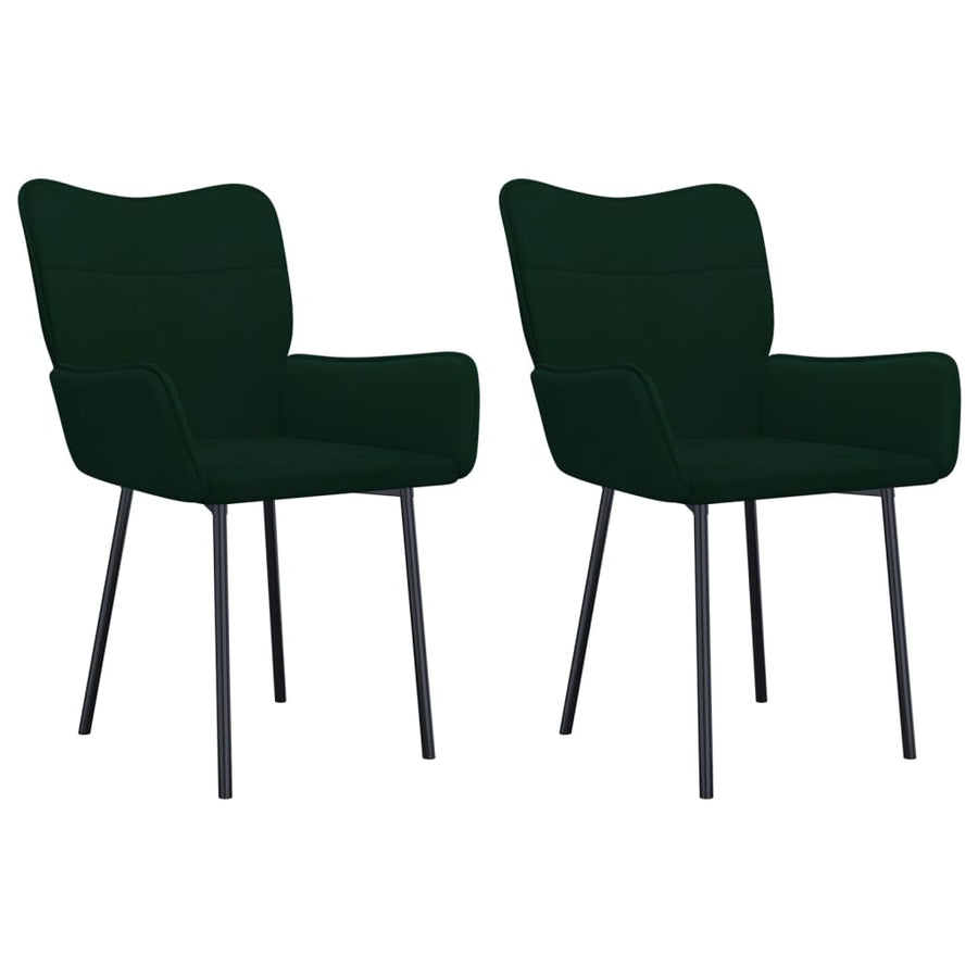 Eetkamerstoelen 2 st fluweel donkergroen Donkergroen