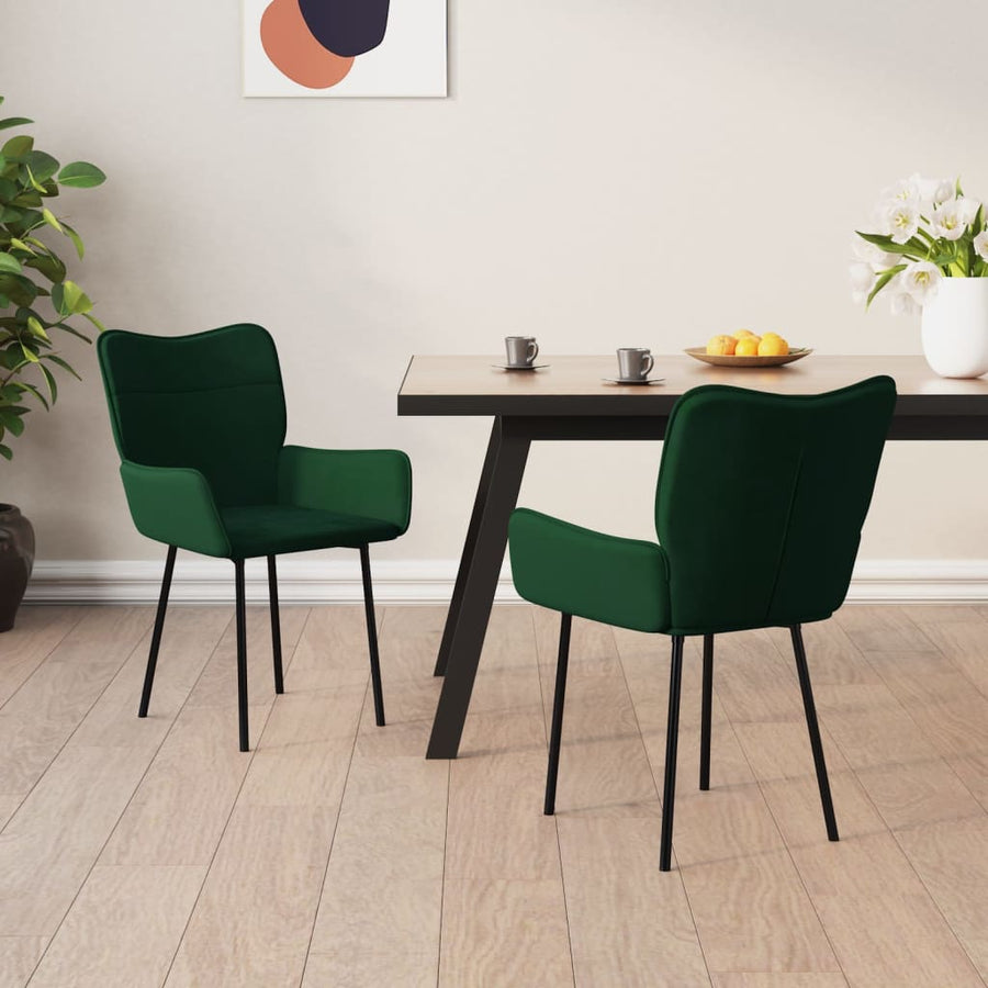 Eetkamerstoelen 2 st fluweel donkergroen Donkergroen