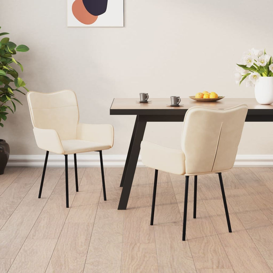 Eetkamerstoelen Fluweel Kleurig Crème