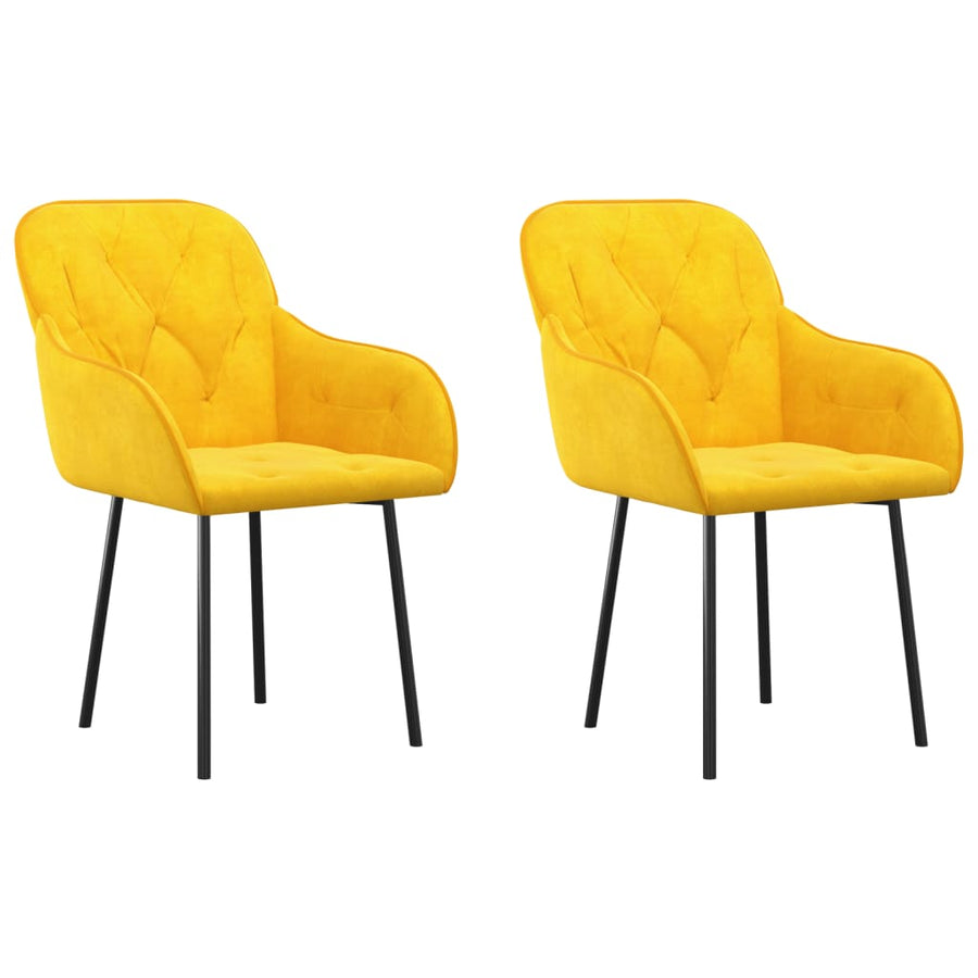 Eetkamerstoelen 2 St Fluweel Geel