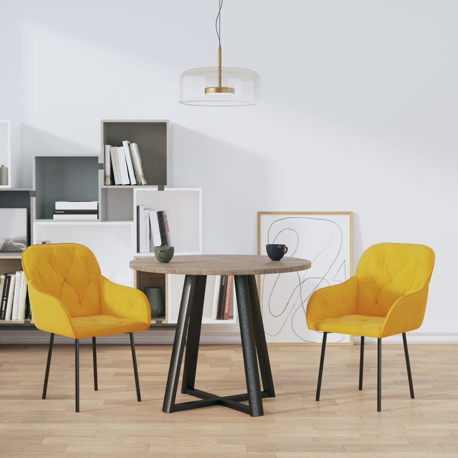 Eetkamerstoelen 2 St Fluweel Geel
