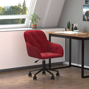 Kantoorstoel draaibaar fluweel wijnrood 56x61x(78-86)cm