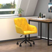 Kantoorstoel draaibaar fluweel geel 56x61x(78-86) cm