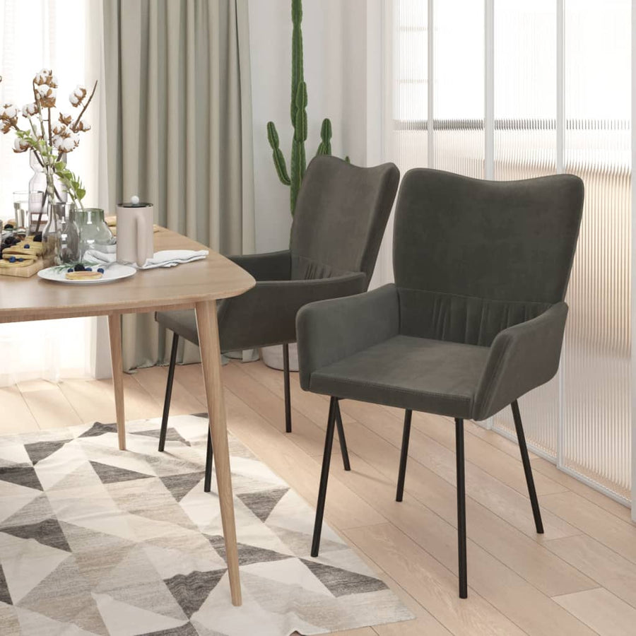 Eetkamerstoelen Fluweel Donkergrijs