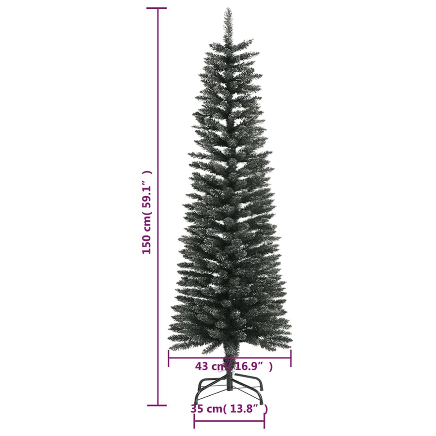 Kunstkerstboom Met Standaard Smal 50 Cm Pvc Groen 150 x 43 cm