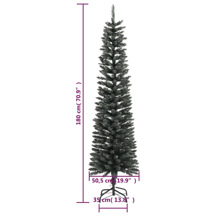 Kunstkerstboom Met Standaard Smal 80 Cm Pvc Groen 180 x 50.5 cm