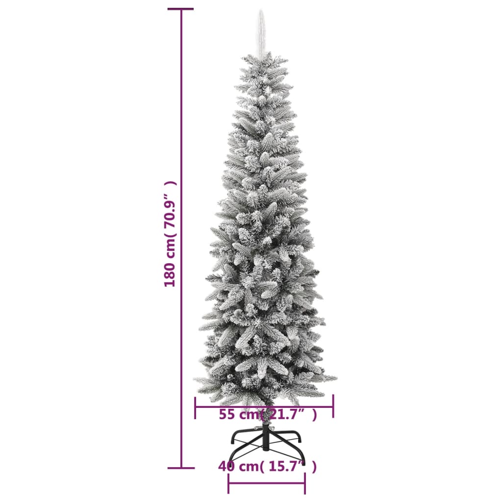 Kunstkerstboom Met Sneeuw Smal 180 Cm Pvc En Pe 180 x 55 cm