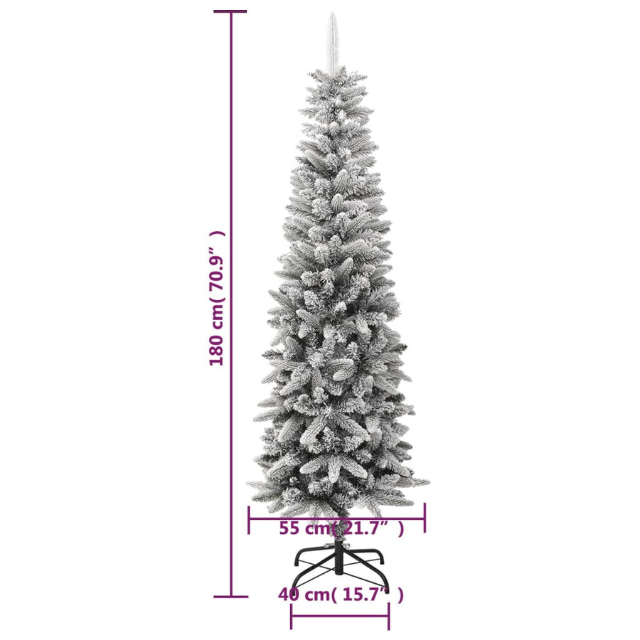 Kunstkerstboom Met Sneeuw Smal 180 Cm Pvc En Pe 180 x 55 cm