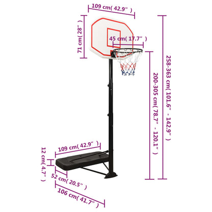 Basketbalstandaard 258-363 Cm Polyetheen Wit