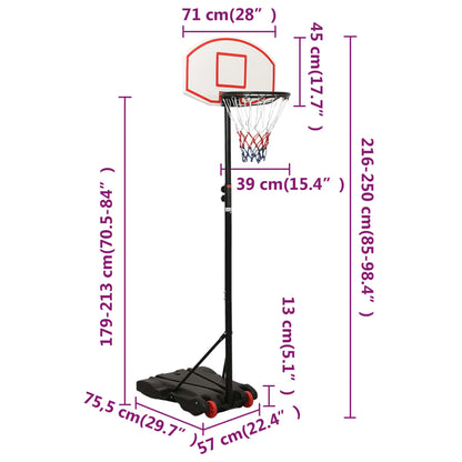 Basketbalstandaard 216-250 Cm Polyetheen Wit