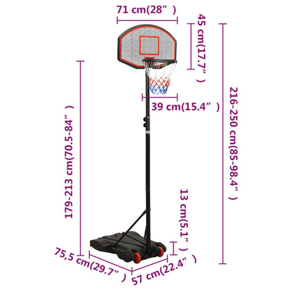 Basketbalstandaard 216-250 Cm Polyethyleen Zwart