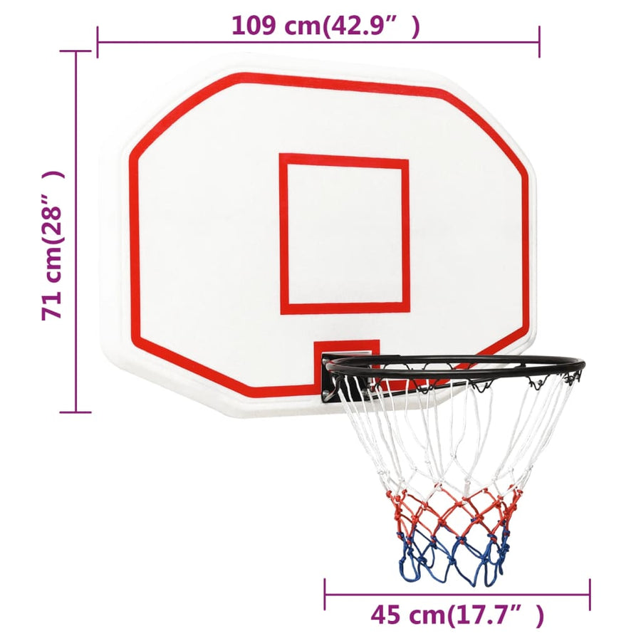 Basketbalbord Polyetheen 109 x 71 x 3 cm Wit