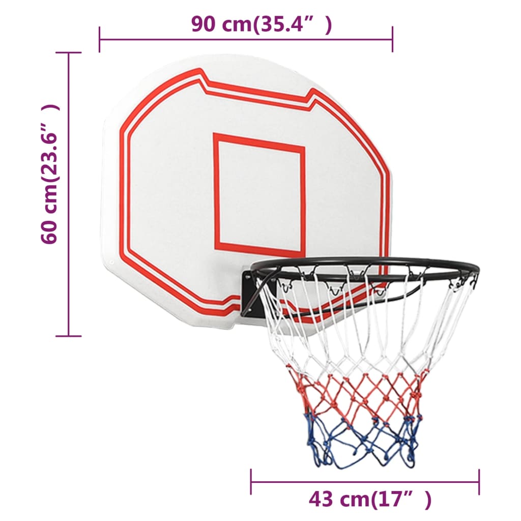 Basketbalbord Polyetheen 90 x 60 x 2 cm Wit