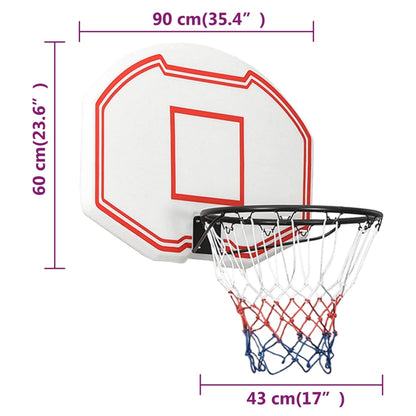 Basketbalbord Polyetheen 90 x 60 x 2 cm Wit