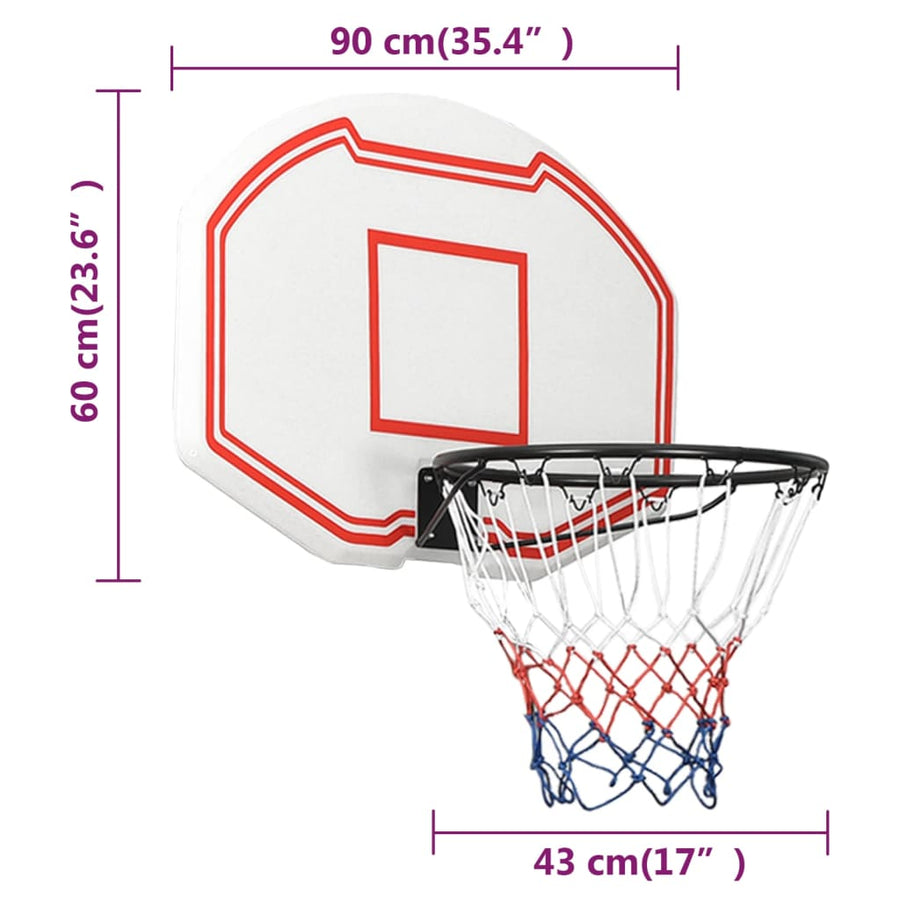 Basketbalbord Polyetheen 90 x 60 x 2 cm Wit