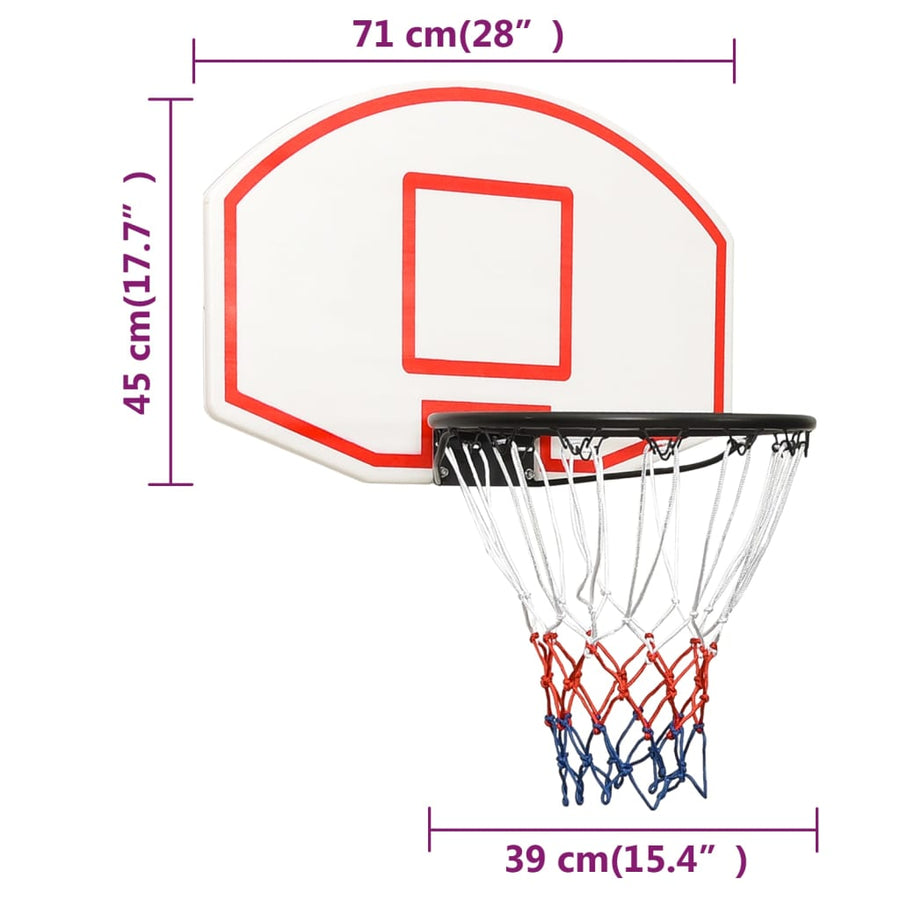 Basketbalbord Polyetheen 71 x 45 x 2 cm Wit