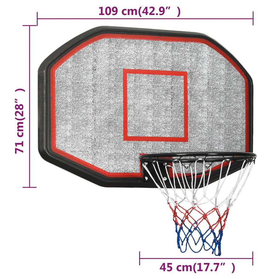 Basketbalbord Polyetheen 109 x 71 x 3 cm Zwart