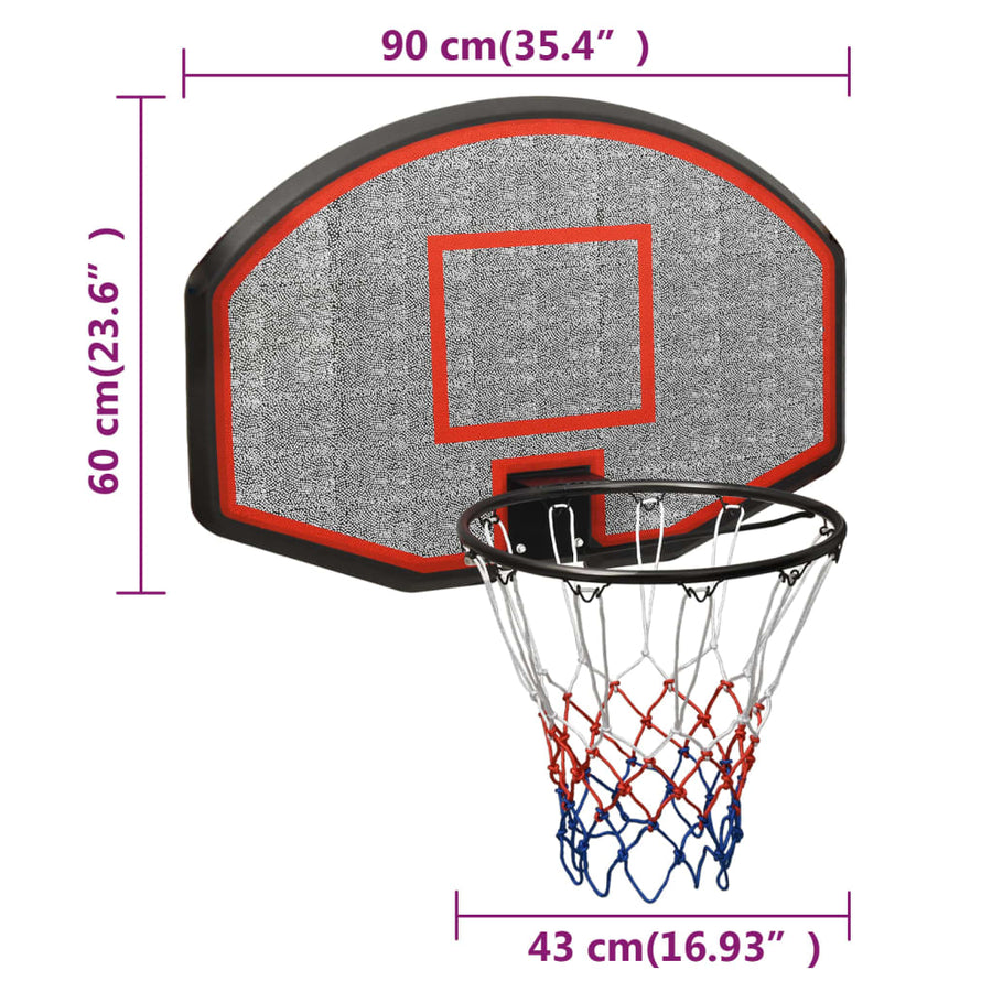 Basketbalbord Polyetheen 90 x 60 x 2 cm Zwart