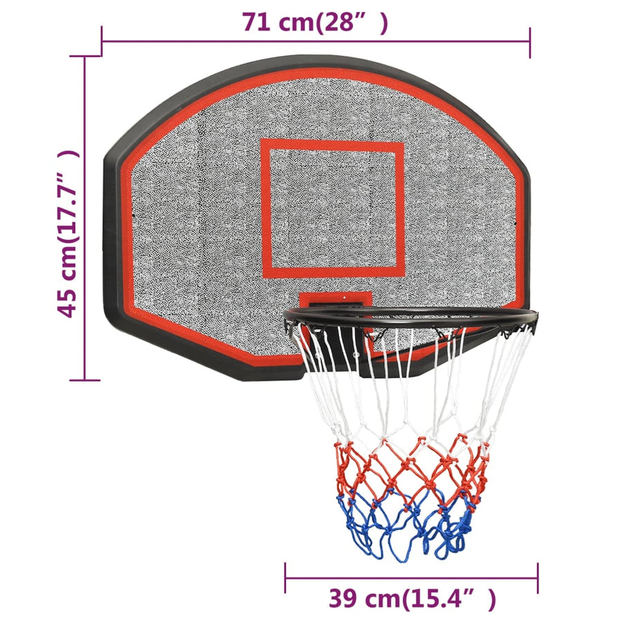 Basketbalbord Polyetheen 71 x 45 x 2 cm Zwart