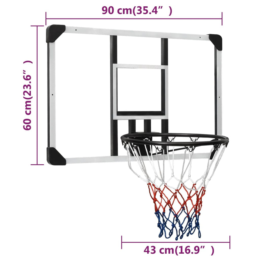 Basketbalbord 90X60X2,5 Cm Polycarbonaat Transparant 90 x 60 x 2.5 cm